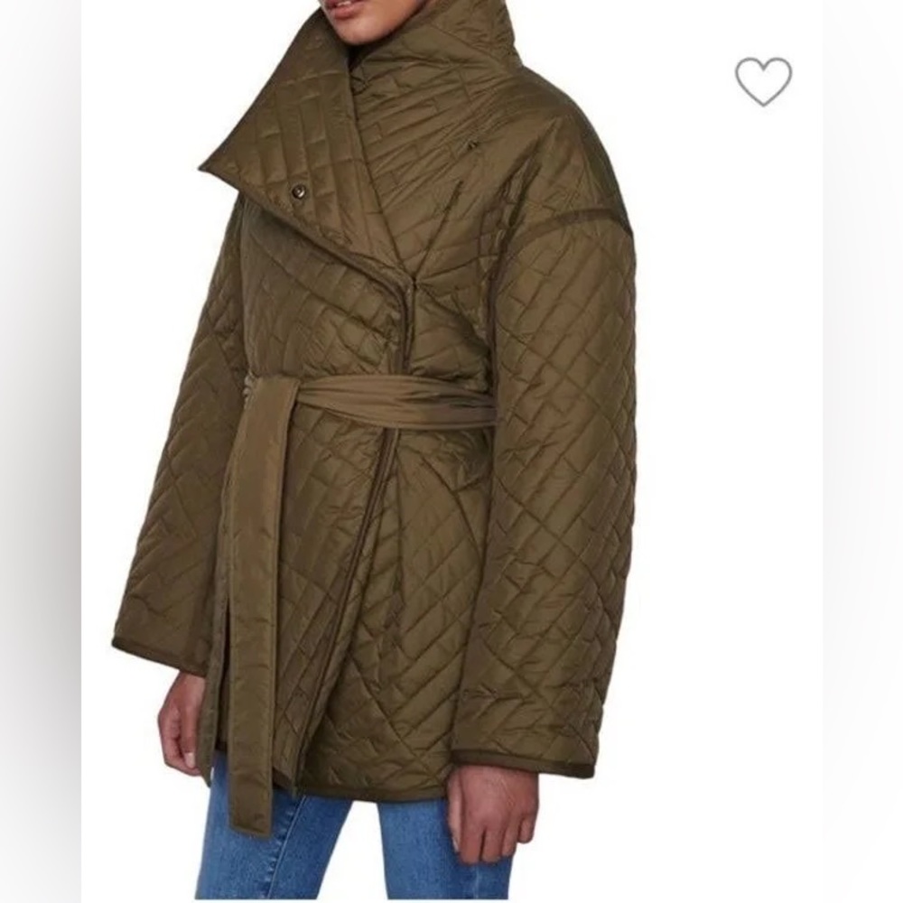 FRAME quilted olive green coat
